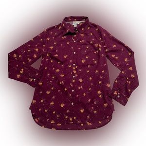 Old Navy Women’s Burgundy Floral Long Sleeves Blouse Size:S